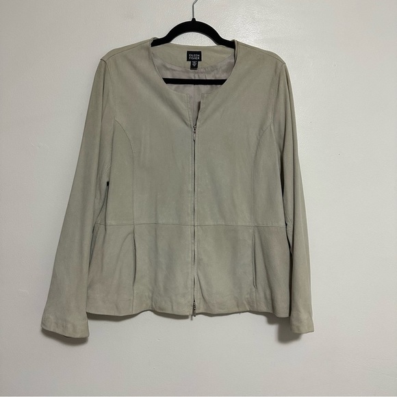 Eileen Fisher Goatsuede Zip Front Blazer Jacket - Picture 1 of 6
